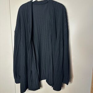 Black Ribbed Open Cardigan